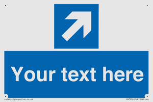 Custom Mandatory directional sign, blue arrow up and right